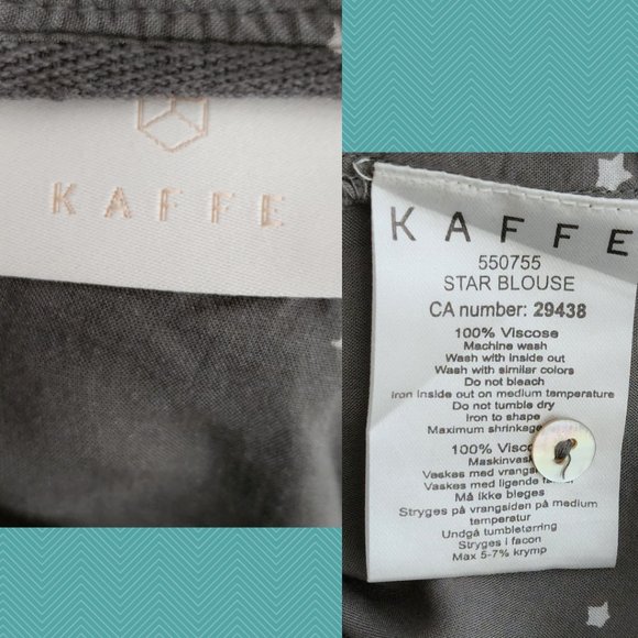 Kaffe Gray Stars Printed Button Front Blouse - Picture 4 of 4
